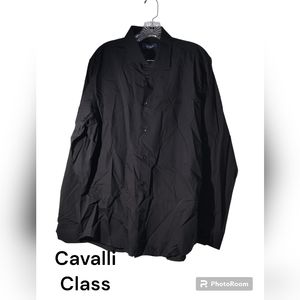 Cavalli Class Dress Shirt 17.5 Black nwt